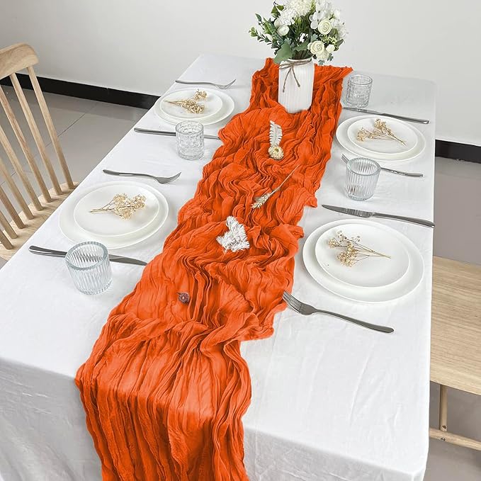12 Pack Orange Cheesecloth Table Runner 10ft Boho Gauze Cheese Cloth Table - Image 3