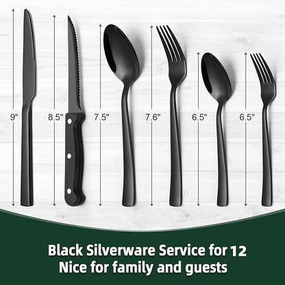 72-Piece Black Silverware Set - Image 7