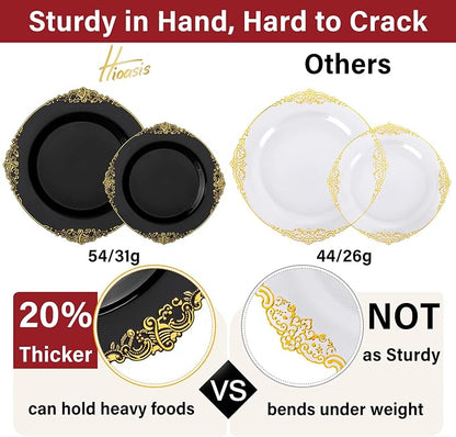 350 Pcs Black Gold Plates for Graduation | Black Party Plates Set for 50 Guests - Image 5