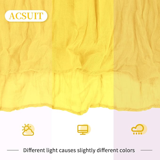 4 Pack Lemon Yellow Cheesecloth Table Runner 20 x 120 inch Gauze Table Runners - Image 6