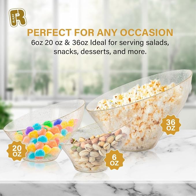 R-kay 6 Pack Gold Glitter Angled Candy Bowls - Image 4