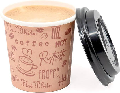 4 Oz Espresso Paper Cups with Black Lids by Unknown