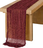 Ling's Moment Dark Red Cheesecloth Table Runner, 168 Inch 14FT | Burgundy Boho by LingsMoment