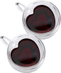 CNGLASS Double Wall Heart Shaped Glass Coffee Mugs 5oz, Insulated Clear Tea Cups by CNGLASS
