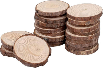 KINJOEK 30 PCS Natural Wood Slices 5.1-5.5 Inch by KINJOEK