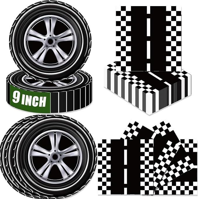 40 Pcs Race Car Party Plates and Napkins Set-9 inch Race Car Paper Dinner by ZJJZOAA