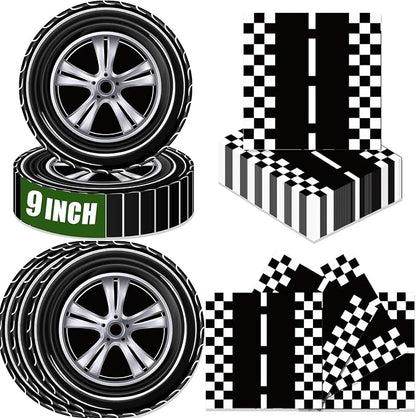 40 Pcs Race Car Party Plates and Napkins Set-9 inch Race Car Paper Dinner by ZJJZOAA