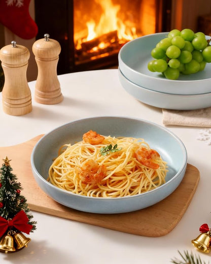 famiware Milkyway 33 oz Pasta Bowls Set of 6, Light Blue | Double Reactive Glaze - Image 3