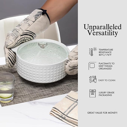 Placemats Set of 12 - Easy Clean Woven Vinyl Placemats for Dining Table, Indoor/Outdoor Place Mats, Washable PVC Table Mats（Cappuccino）