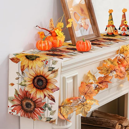 RABUSOFA Fall Table Runner 13x48 Inch Sunflower Fall Decor - Image 6