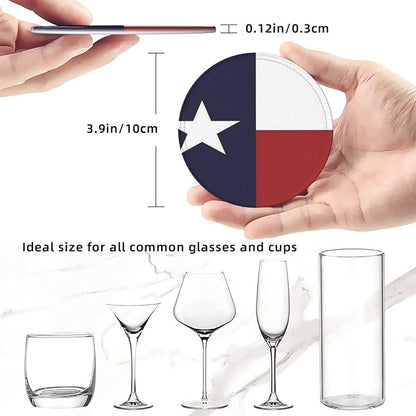 6 Pcs Texas Flag Lone Star Us American Flag Leather Coasters - Image 8