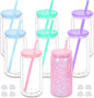 16 oz Plastic Snow Globe Tumbler, 8 Pack Double Wall Snowglobe Tumbler by Micellwuu