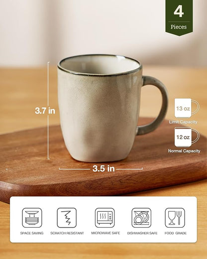 famiware Coffee Mugs Set of 4, Ocean Square 13oz Coffee Cup Set - Image 4