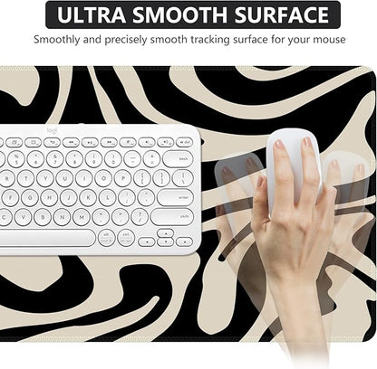 iCasso Desk Mat, XXL Large Gaming Mouse Pad, Anti-Slip Rubber Base Mousepad with Stitched Edges, Keyboard Mouse Mat Big Desk Pad for Work, Game, Office, Home, Zebra Black