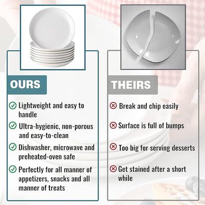 20 Piece Ceramic Appetizer Plates, 5.6 Inch Small Dessert Plates Set, White Round Plates for Bread, Butter, Snack, Lightweight Dinnerware Saucer Sets - Ivory, Oven, Microwave & Dishwasher Safe