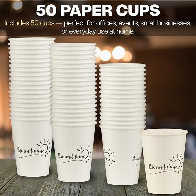 Disposable Coffee Cups, To Go Paper Hot Cups, Rise and Shine Design - Image 5