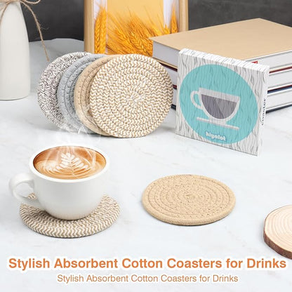 4.8" Boho Cotton Drink Coasters Set of 2 - Image 5