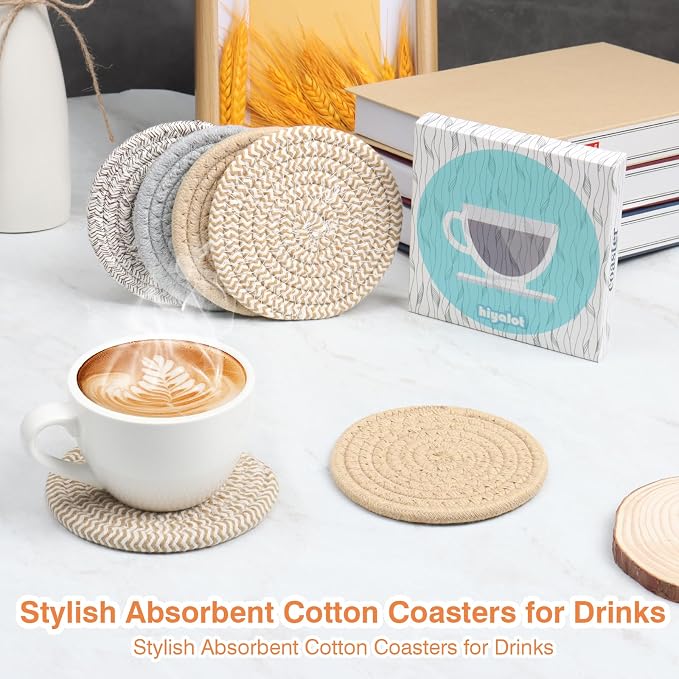 4.8" Boho Woven Drink Coasters Set of 2 - Image 5