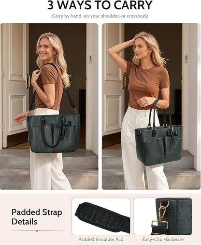 Laptop Tote Bag for Women, Leather Work Tote Bags - Image 3