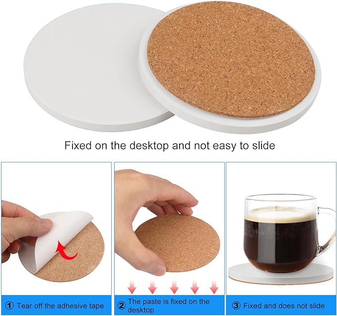 GNIEMCKIN 60 Pieces 4 Inch Round Blank Ceramic Coasters, Unglazed Ceramic Tiles - Image 3