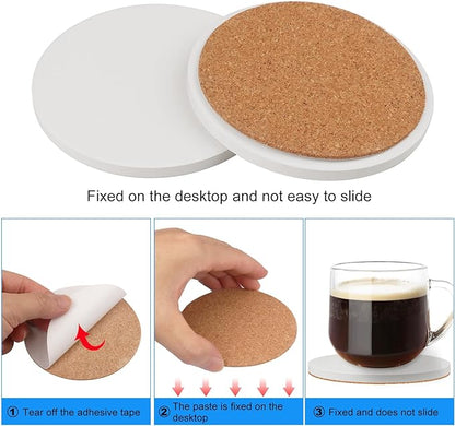 GNIEMCKIN 60 Pieces 4 Inch Round Blank Ceramic Coasters, Unglazed Ceramic Tiles - Image 3