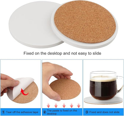 40 Pieces 4 Inch Round Blank Ceramic Coasters, Unglazed Ceramic Tiles Coasters - Image 3