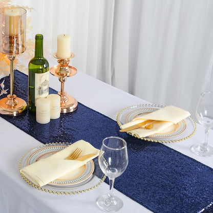 ShinyBeauty Sequin Table Runner Navy Blue Sequins Table Linen Elegant Runners - Image 5