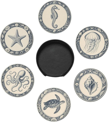6 Pcs Nautical Ocean Drink Coasters by Cayiibe