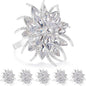 ZeeDix Christmas Flower Napkin Rings Set of 6, Silver Lotus Elegant Rhinestone Napkin Ring Serviette Buckles Holder for Wedding Birthday Christmas Holiday Party Home Kitchen Dinner Table Decoration