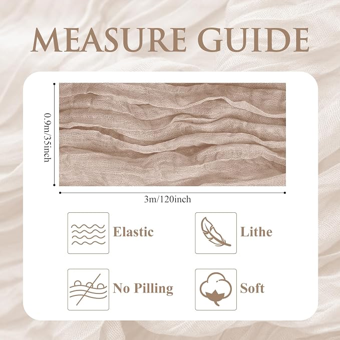 Cheesecloth Table Runner 10FT 12Pcs Nude Pink Boho Gauze Sheer Runners | Cheese - Image 2