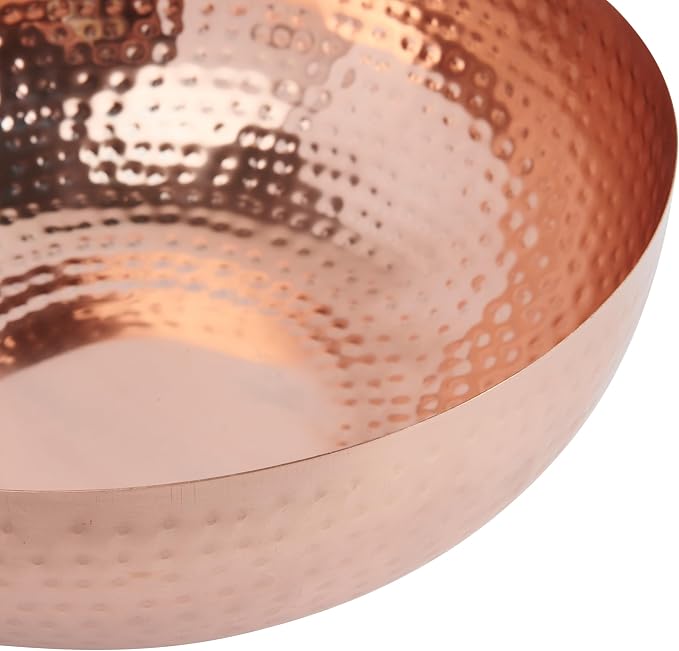 Creative Co-Op Round Hammered Metal Bowl, Copper Finish - Image 4