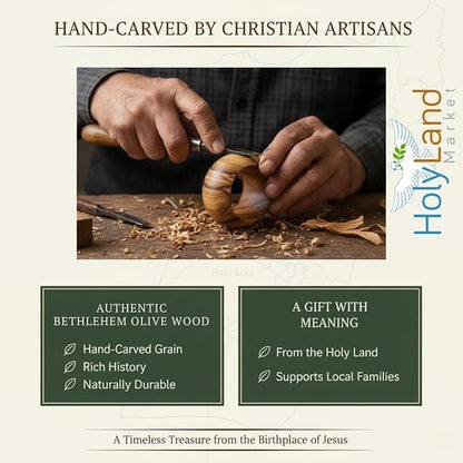 Holy Land Market Olive Wood Napkin Rings, Hand Carved Bethlehem | Certificate - Image 6
