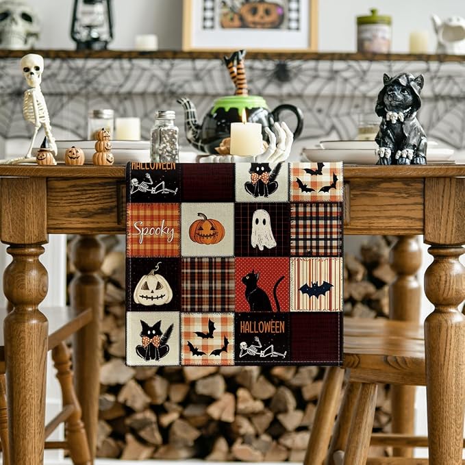Artoid Mode 210 GSM Halloween Table Runner 13x48 Inch Home Party Decor | Black - Image 2