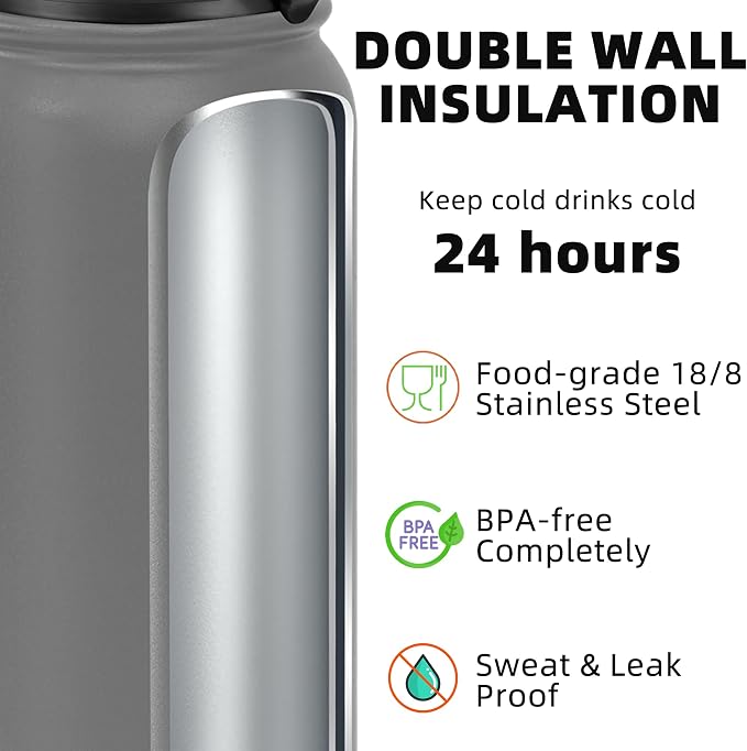 Fanhaw 24 oz Insulated Stainless Steel Water Bottle - Image 3