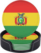 6 Pack Bolivia Flag Leather Coaster by GTEVUTS