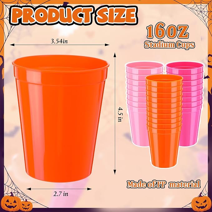 Yungyan 100 Pack 16 oz Stadium Cups Reusable Plastic Cups Blank Drink Stadium - Image 2