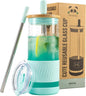 Pandaloo® Glass Cups With Lids and Straws -20 Fl Oz- Perfect Size Iced Coffee by Pandaloo