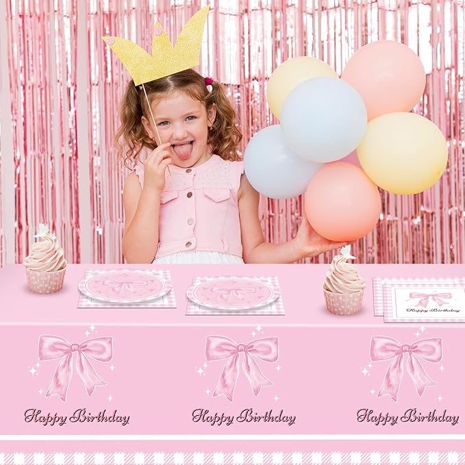 Pink Bow Party Decorations, Coquette Birthday Decorations Pink Bow Napinks - Image 7