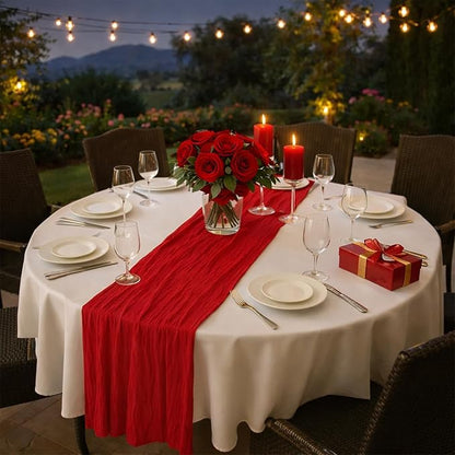 6 Pack Red Cheesecloth Table Runner 22x120 Inch | 10Ft Boho Gauze Sheer Rustic - Image 2