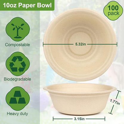 Small Paper Bowls 10 oz, 100 Pack 100% Compostable Biodegradable | Eco-friendly - Image 7