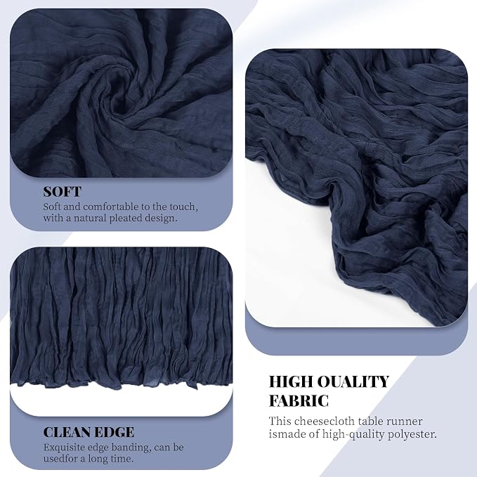 6 Pack Navy Blue Cheesecloth Table Runner, 17 x 108 Inch, Gauze Cheese Cloth - Image 4