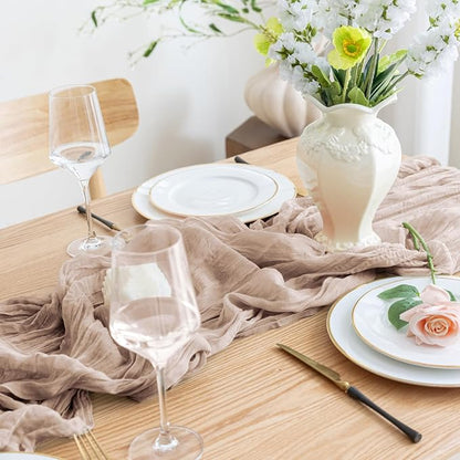 Asee'm 6pcs Nude Pink Cheesecloth Table Runner Summer Boho Rustic 10FT | Fall - Image 5