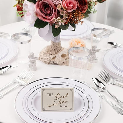 WDF 60PCS Silver Plastic Plates Disposable - Silver Plates Include 30 PCS 10.25inch Dinner Plates and 30PCS 7.5inch Salad Plates for Wedding & Party Christmas
