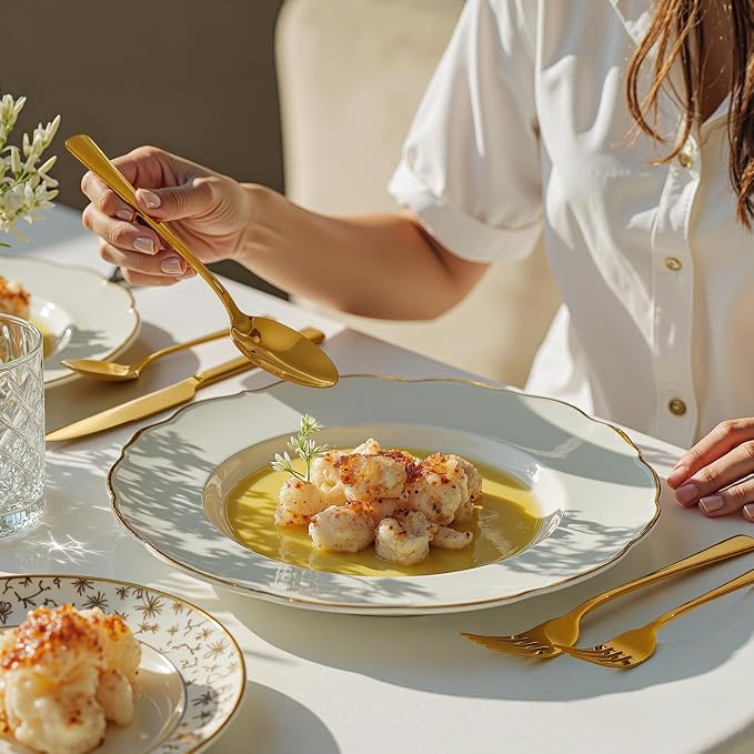 18/10 Flatware set for 8, 40 Piece Gold Stainless Steel Silverware Set | - Image 7