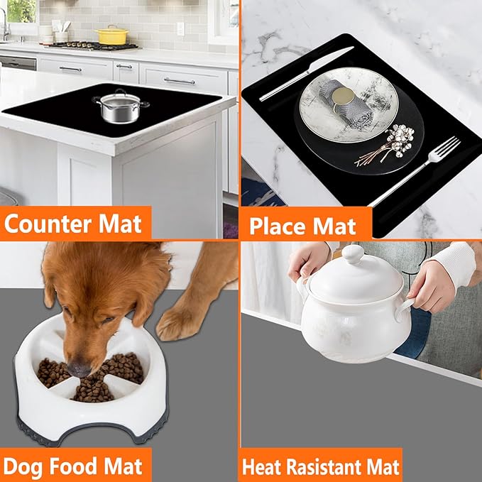 120"x24''(305cmx60cm) Extra Large Silicone Mat for Kitchen Counter, Heat Resistant Countertop Protector, Non-Slip Waterproof Kitchen Island Mat, Easy to Clean, Light Gray