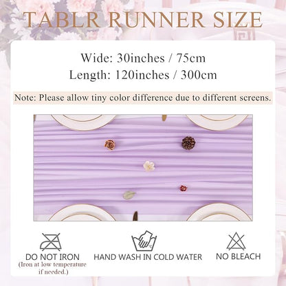 10FT Lavender Chiffon Table Runners 30x120 Inches Boho Fabric Sheer Table Runner - Image 3