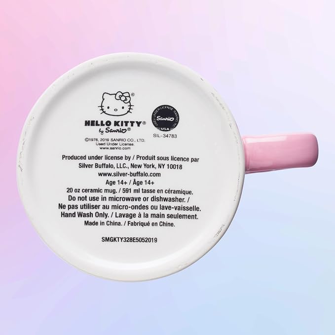 Silver Buffalo Sanrio Hello Kitty Rainbow, 3D Sculpted Handle Mug, 20oz | Polka - Image 8