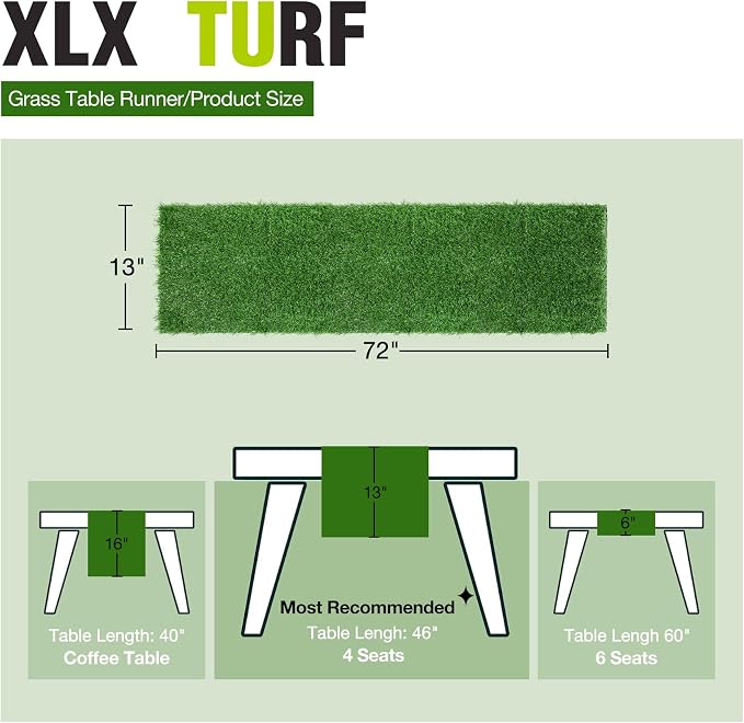 XLX TURF Green Artificial Grass Table Runner 12"x72" Golf Party Decorations | - Image 2