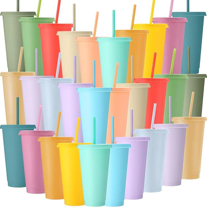 Honeydak 30 Pack Tumbler with Straw and Lid Bulk Cups by Honeydak