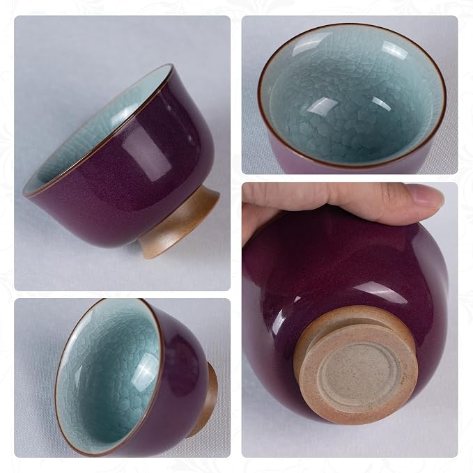 KAMMAK Japanese Tea Cups, 3 Oz Small Handmade Ceramic Teacups, Loose Leaf and - Image 4